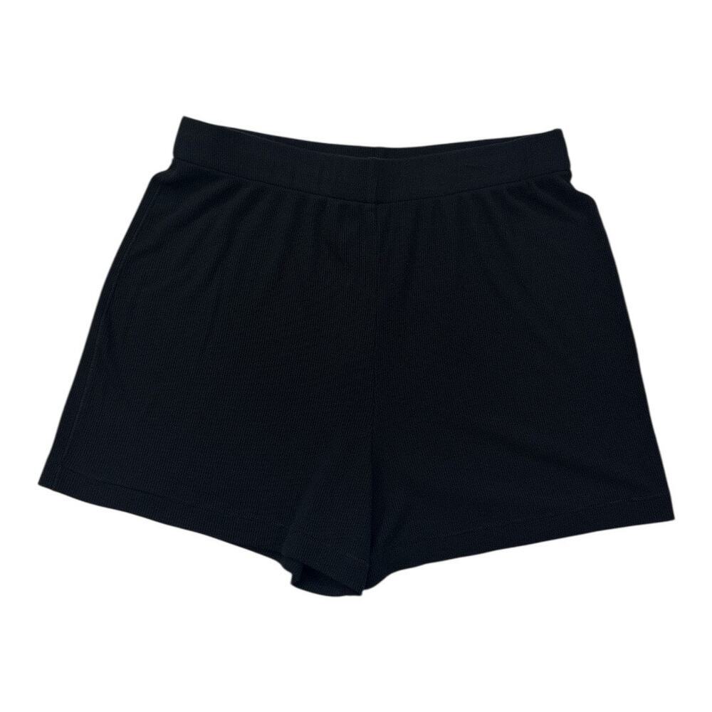 Skims Women's Rib Knit Sleep Lounge Shorts Black Size Small Modal Loose Fit 2.5"